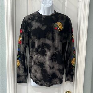 Men’s Hollister Black Tie-Dye Curved Hem Tee